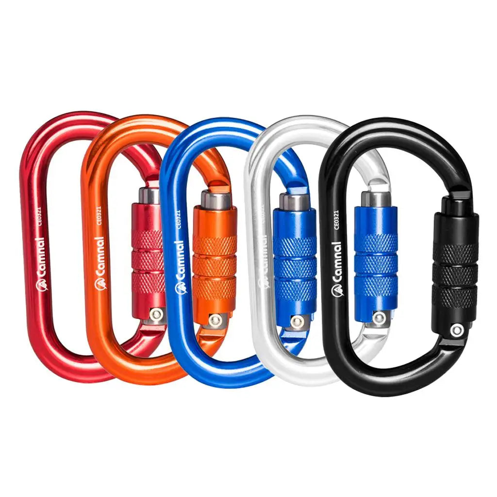 25KN Aluminum Rock Climbing Carabiner D Shape Locking Rescue Safety Hook for Mountaineering Rappelling Gear Outdoor Equipment