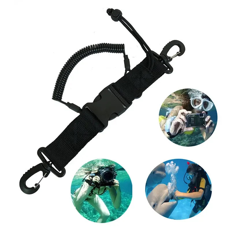 Climbing Gear Diving Lanyard Bobbin Rope Nylon Durable Buckle Clip Climbing Carabiner Underwater Diving Camera Safety Anti Lost