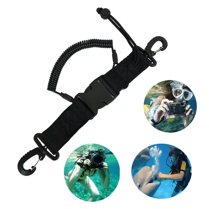 Climbing Gear Diving Lanyard Bobbin Rope Nylon Durable Buckle Clip Climbing Carabiner Underwater Diving Camera Safety Anti Lost