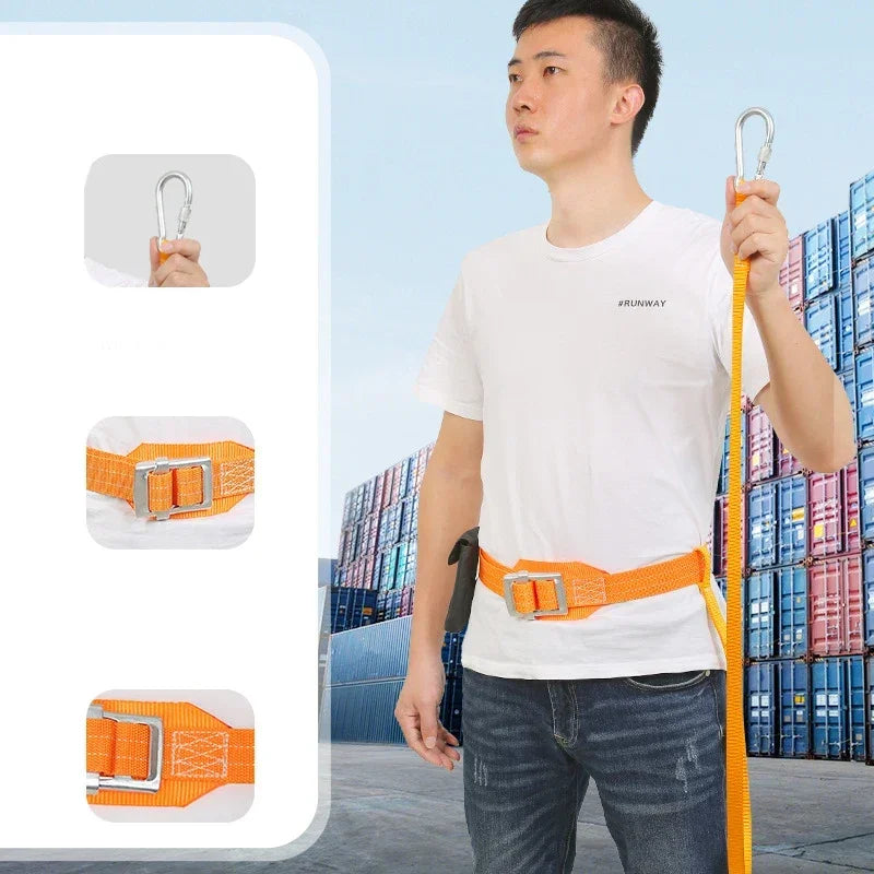 Safety Belt with Lanyard, Tree Climbing Harness Protective Gear, Adjustable Climbing Protection Belt for Body Positioning