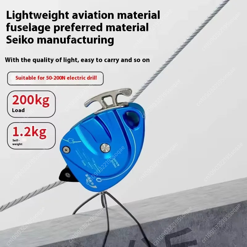 Electric Lifter Climbing Device 200kg/440.92lb Capacity Aerial Rope Ascender for Rock/Wall Climbing&Fall Protection Safety Gear