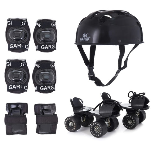 Roller Skates, Helmet, and Pad Safety Set-Black