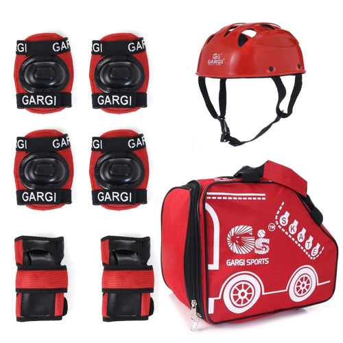 Red Helmet, Pads, and Carry Bag Safety Set